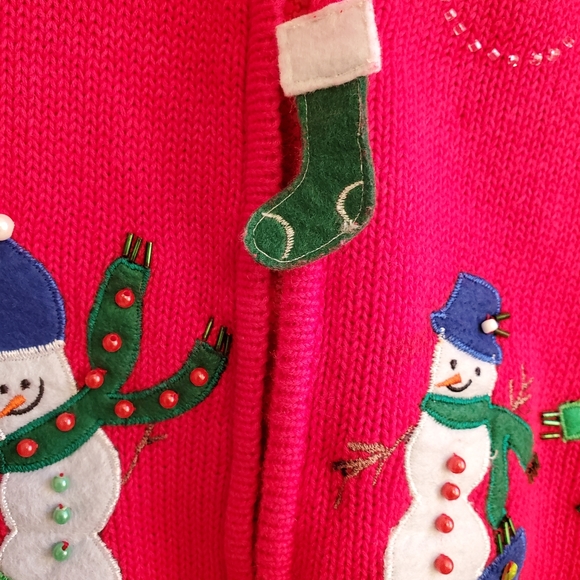 VTG Snowman Stocking UGLY CHRISTMAS SWEATER VEST - Picture 11 of 15
